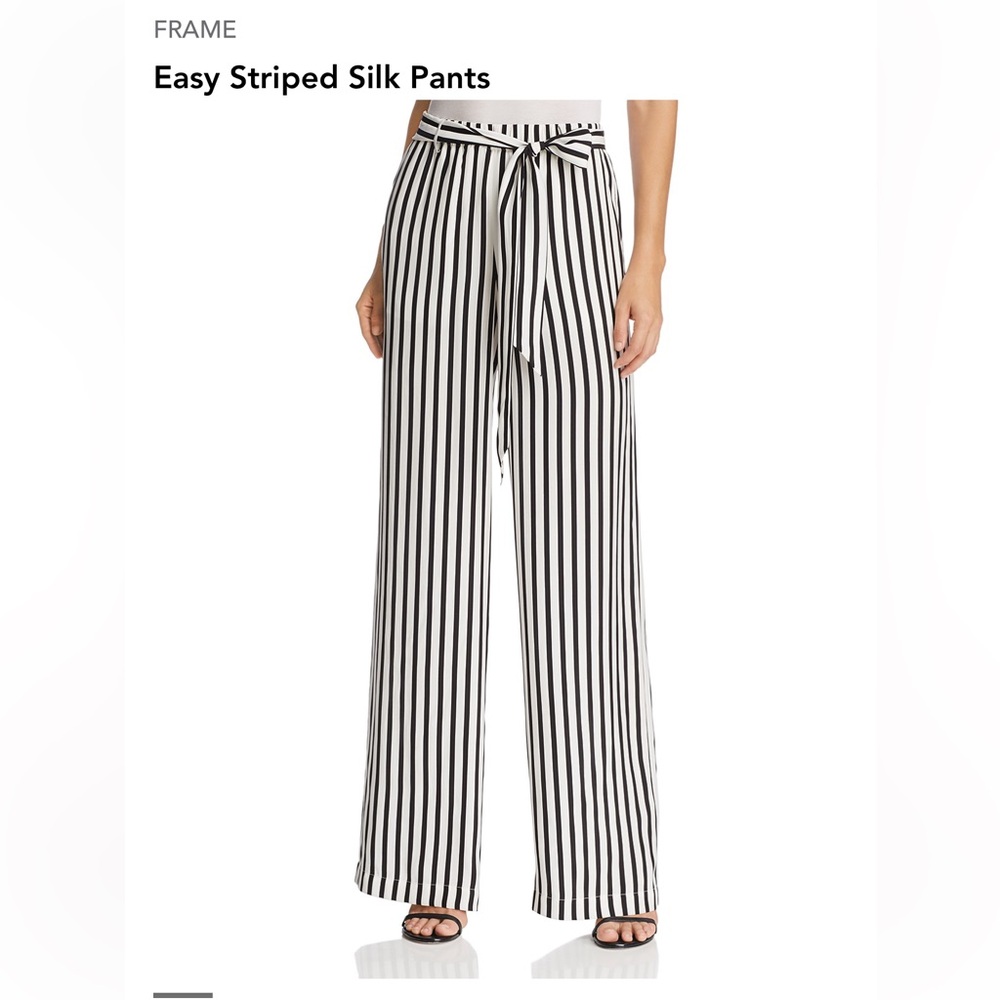 FRAME Striped Wide Leg Silk Pants